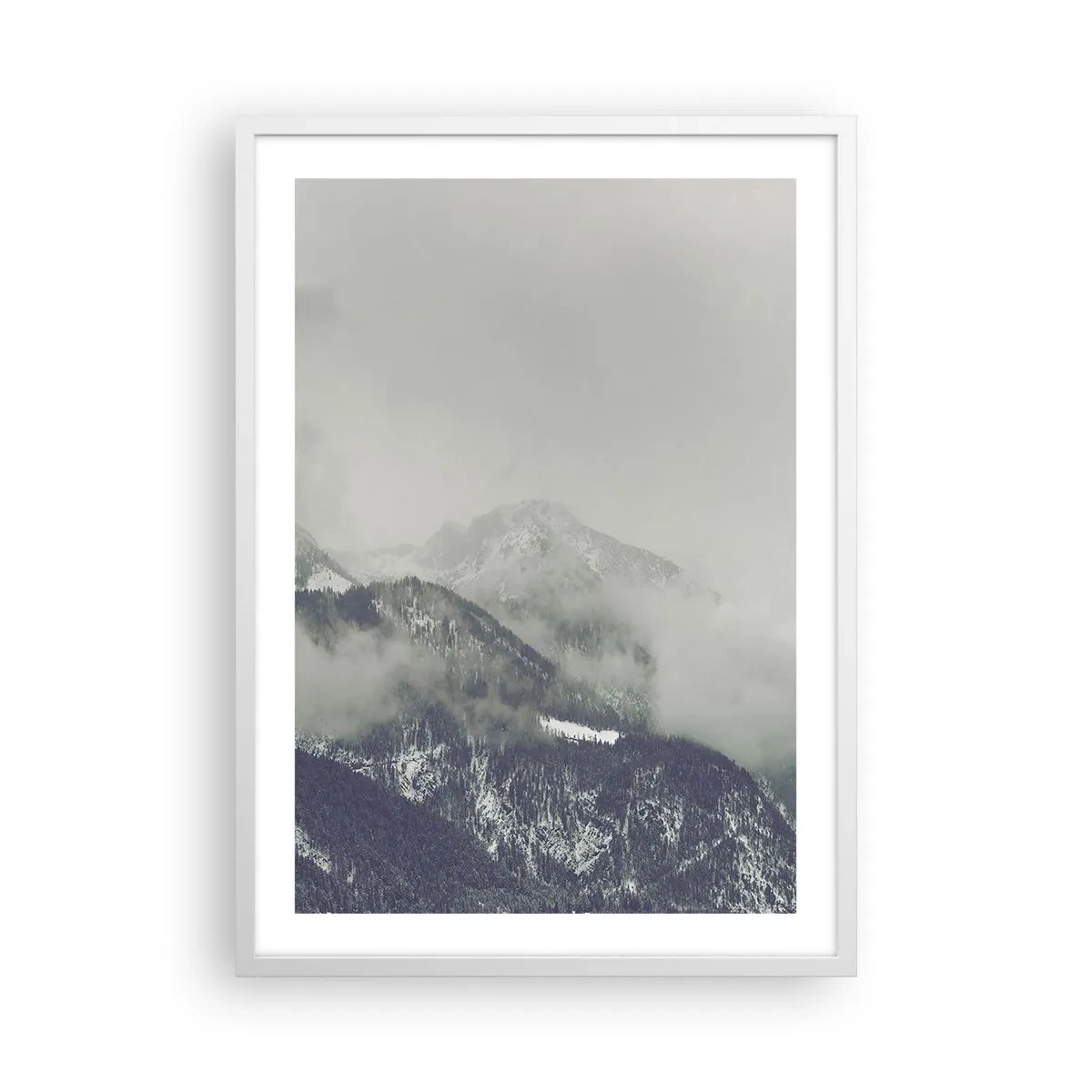 Plagát v bielom ráme - Zahmlené údolie - 50x70 cm