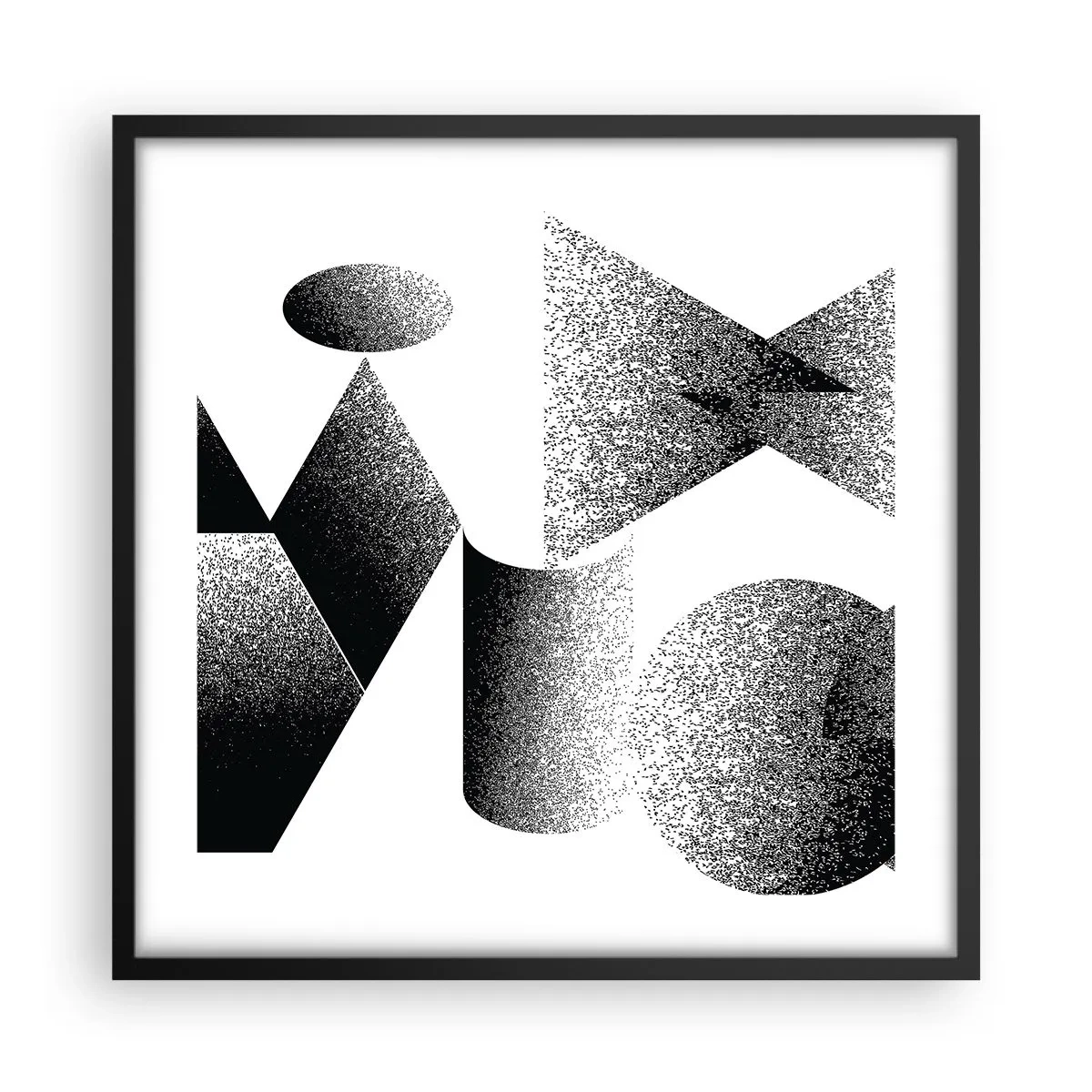 Plagát v čiernom ráme - Uhly a ovály - 50x50 cm