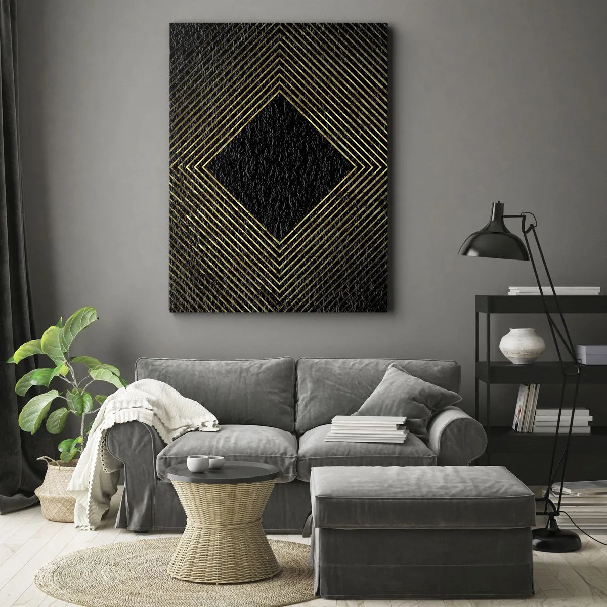 Obraz na plátne - Geometria v štýle glamour - 65x120 cm