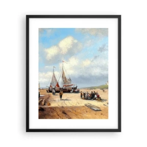 Plagát v čiernom ráme - Po úspešnom rybolove - 40x50 cm