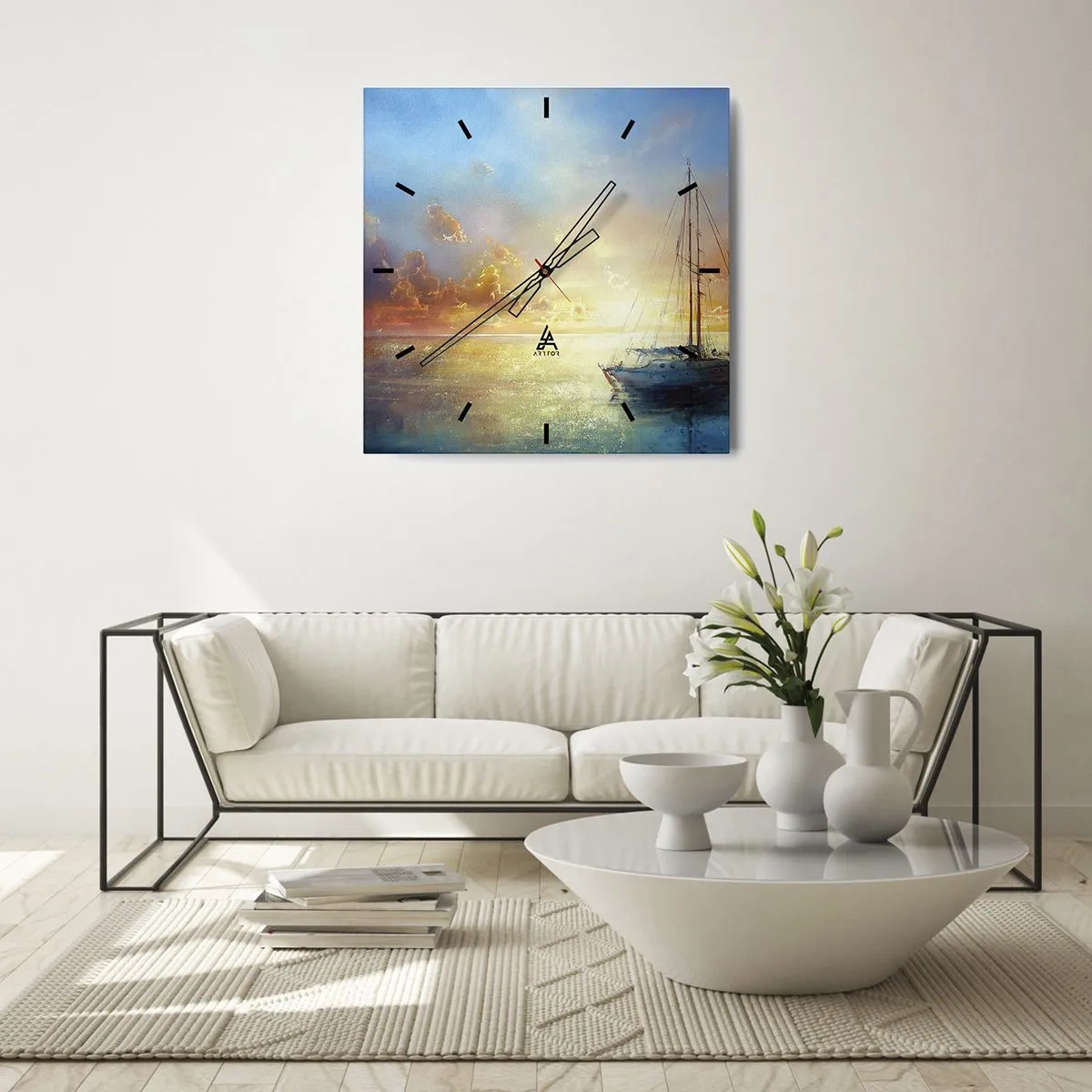 Nástenné hodiny - V zlatom zálive - 40x40 cm