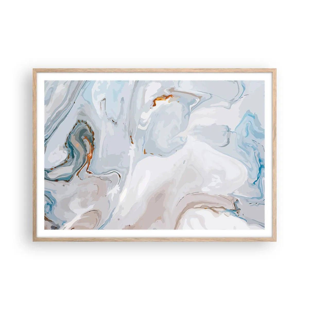 Plagát v ráme zo svetlého duba - Povznesená biela - 100x70 cm