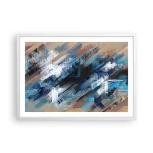 Plagát v bielom ráme - Modrá šikmosť - 70x50 cm