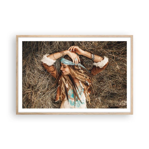 Plagát v ráme zo svetlého duba - Na ceste do leta lásky - 91x61 cm