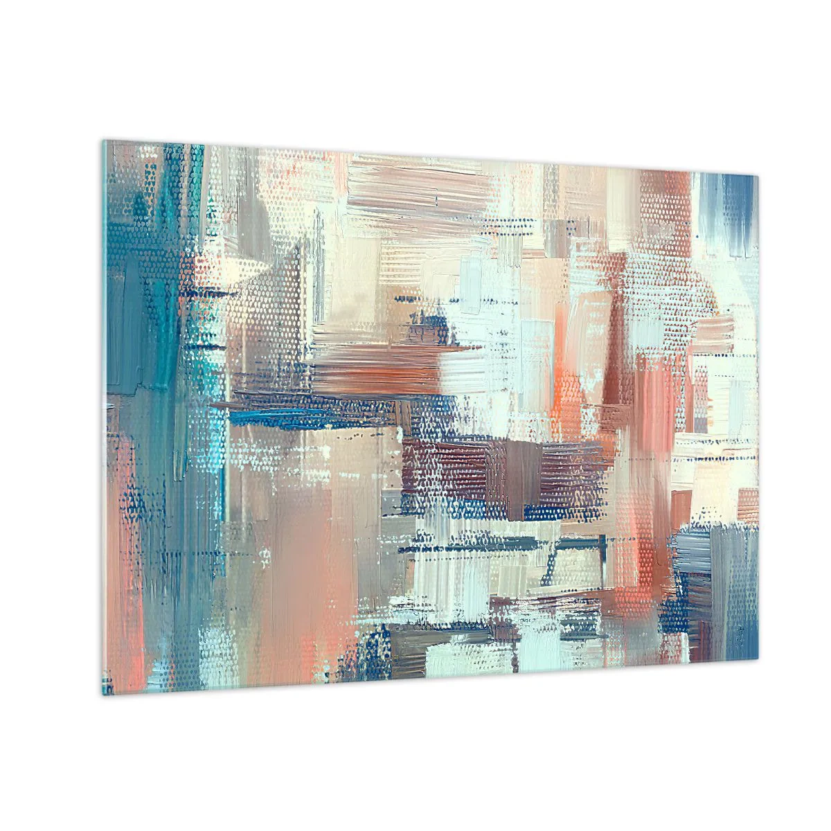 Obraz na skle - Farebná abstrakcia s horizontálnymi a vertikálnymi ťahmi štetcom - 70x50cm - Dostať sa k svetlu - Moderná nástenná dekorácia do obývacej izby a spálne ARTTOR