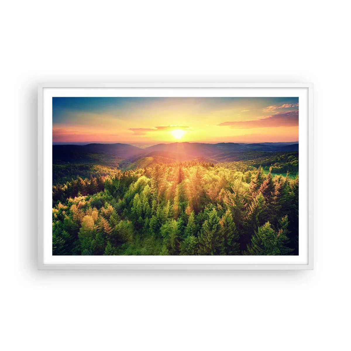 Plagát v bielom ráme - Vrcholky a vrcholy - 91x61 cm