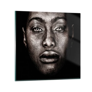 Obraz na skle - Jedna slza - 70x70 cm