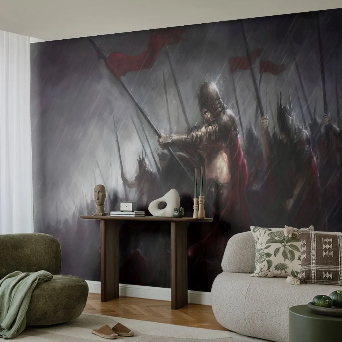 Fototapeta Premium Canvas - Pútnik, zvestuj Lakedaimonským… - Rytier v brnení, armády, Abstrakcia - 300x210 cm