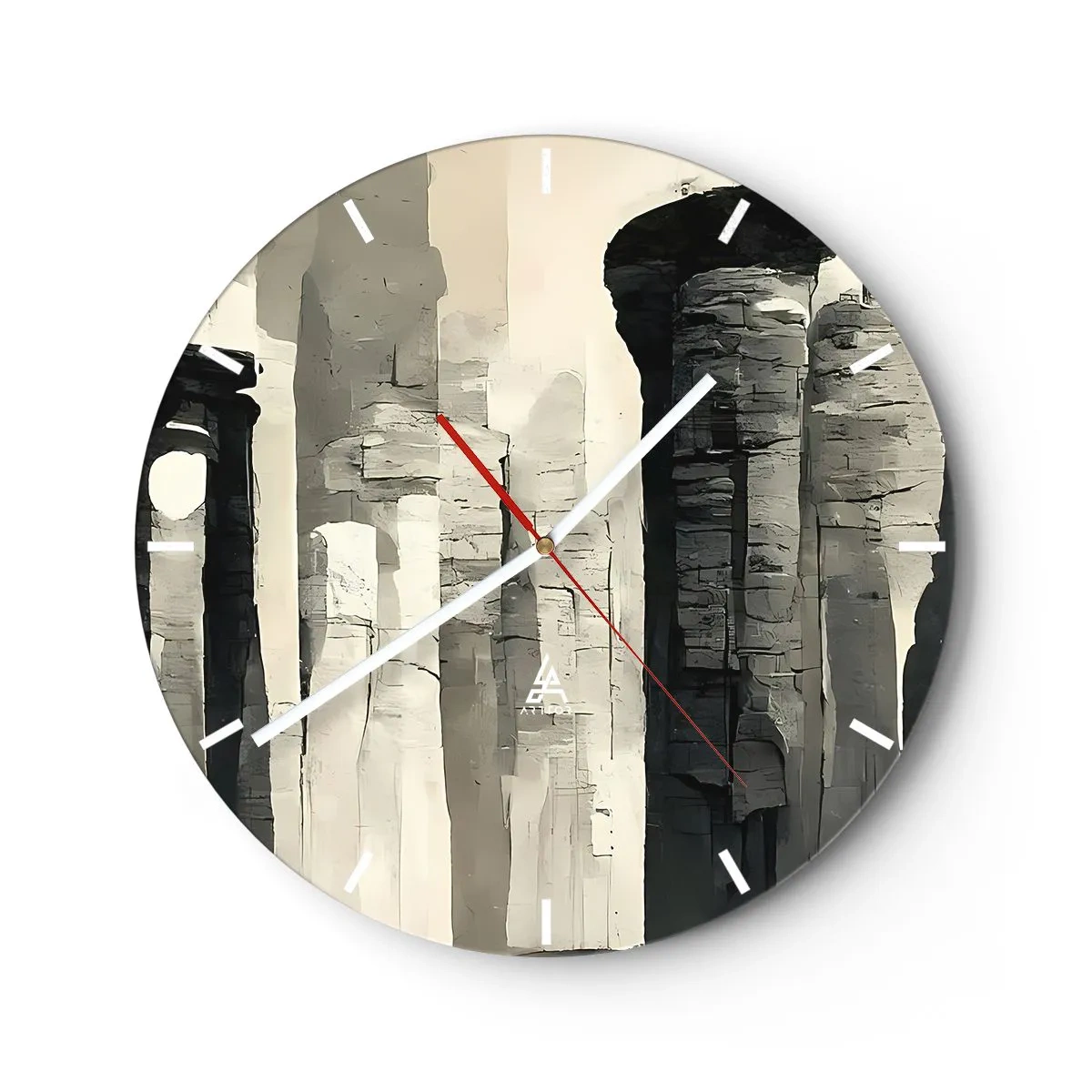 Nástenné hodiny - Monumentálne stĺpy v maliarskych béžových a sivých tónoch - 30x30cm - Majestátnosť starožitnosti - Moderná nástenná dekorácia do obývacej izby, kuchyne a spálne ARTTOR