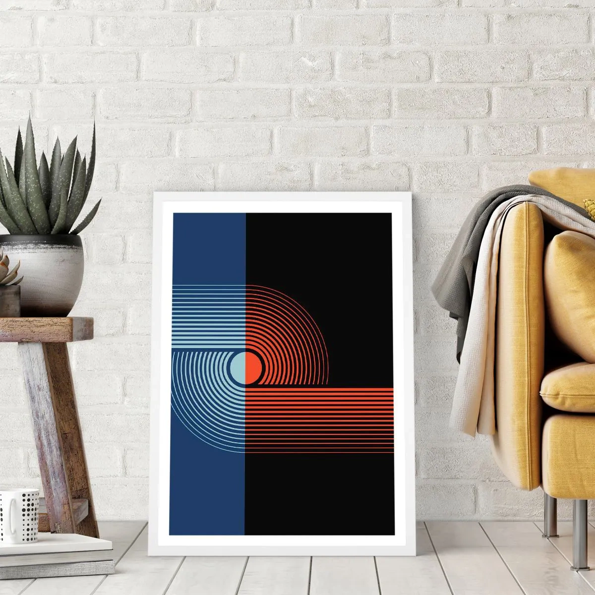 Plagát v bielom ráme - V geometrickom objatí - 50x70 cm