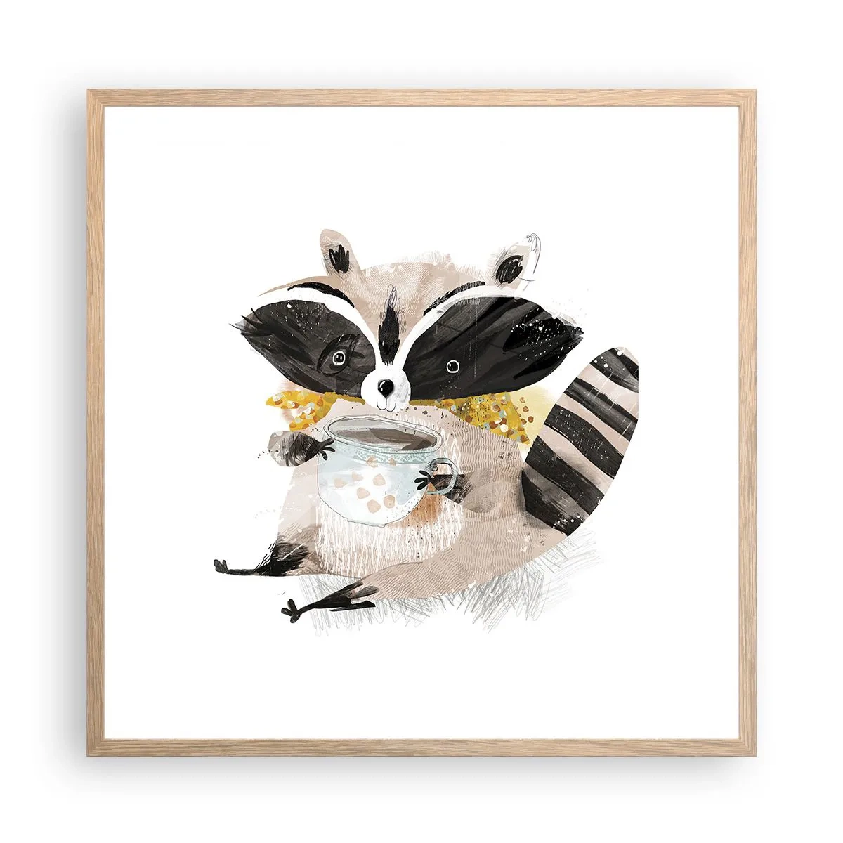 Plagát v ráme zo svetlého duba - Môj priateľ mýval - 60x60 cm