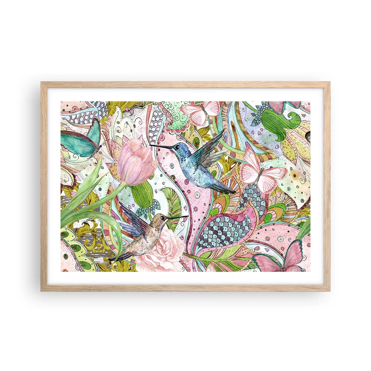 Plagát v ráme zo svetlého duba - Zamotané do lián - 70x50 cm