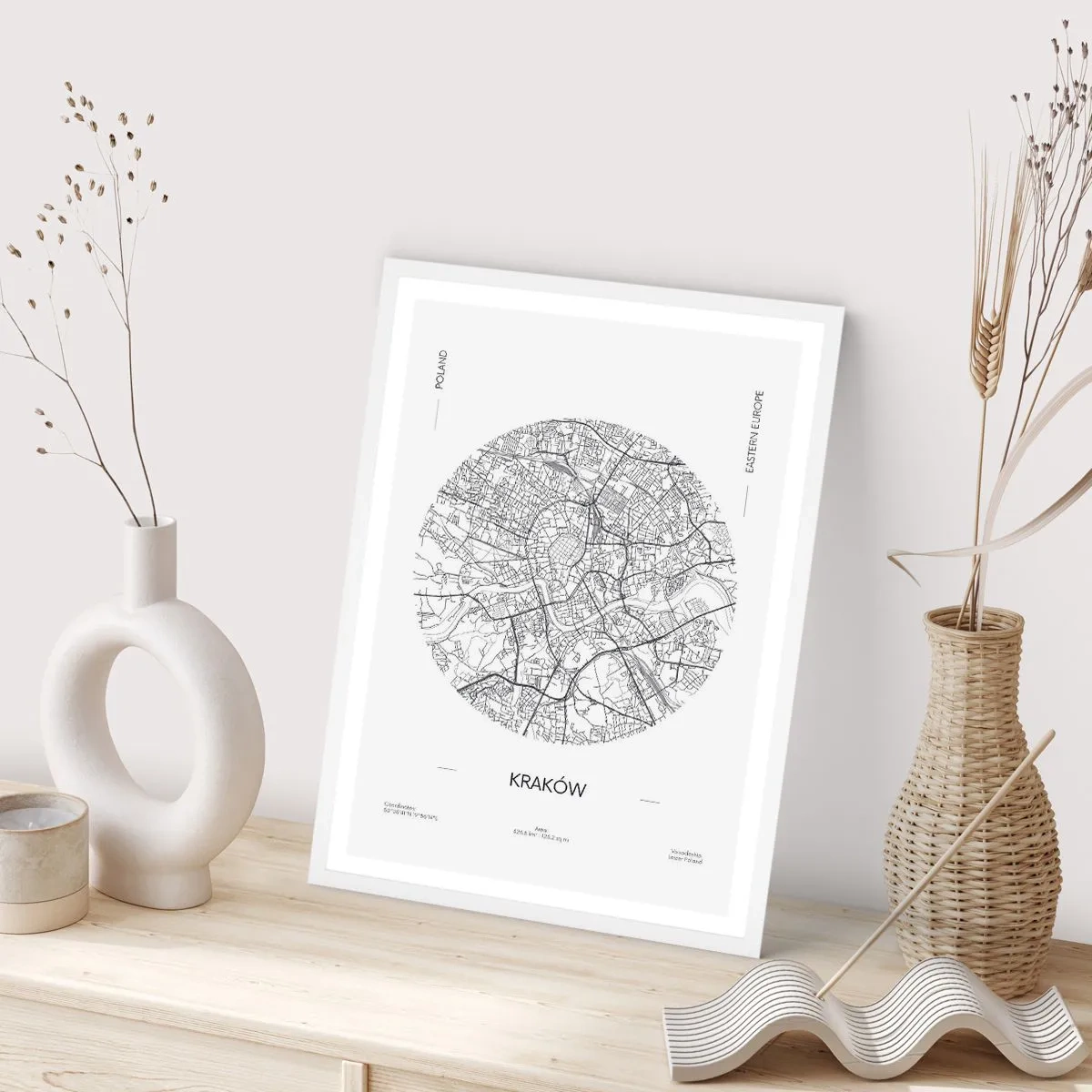 Plagát v bielom ráme - Anatómia Krakova - 61x91 cm