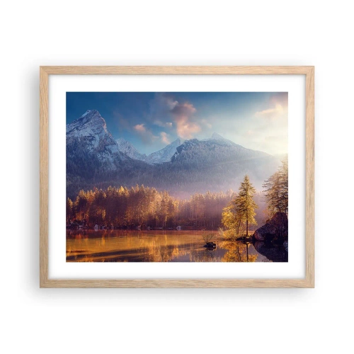 Plagát v ráme zo svetlého duba - V horách a údoliach - 50x40 cm