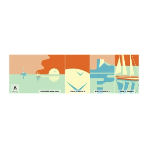 Vzorka samolepiacej fototapety Deluxe Sticker - Dokonalá morská krajina - Abstrakcia, Plachetnica, Lucerna - 100x30 cm