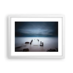 Plagát v bielom ráme - Zamyslené jazero - 40x30 cm