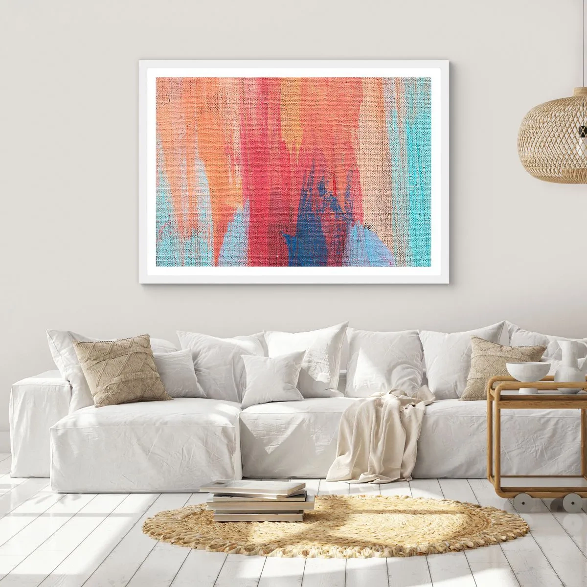 Plagát v bielom ráme - Stekať dúhou - 50x40 cm