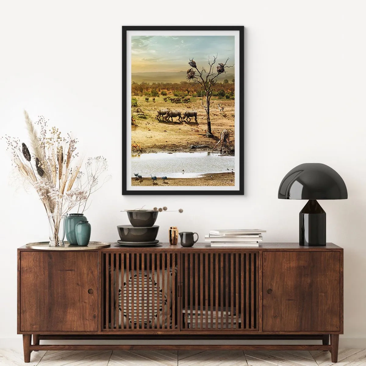 Plagát v čiernom ráme - „Z raja opäť pramenila rieka…“ - 70x100 cm