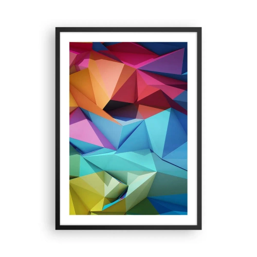 Plagát v čiernom ráme - Farebná geometrická abstrakcia s trojuholníkmi - 50x70cm - Dúhové origami - Moderná nástenná dekorácia do obývacej izby a spálne ARTTOR