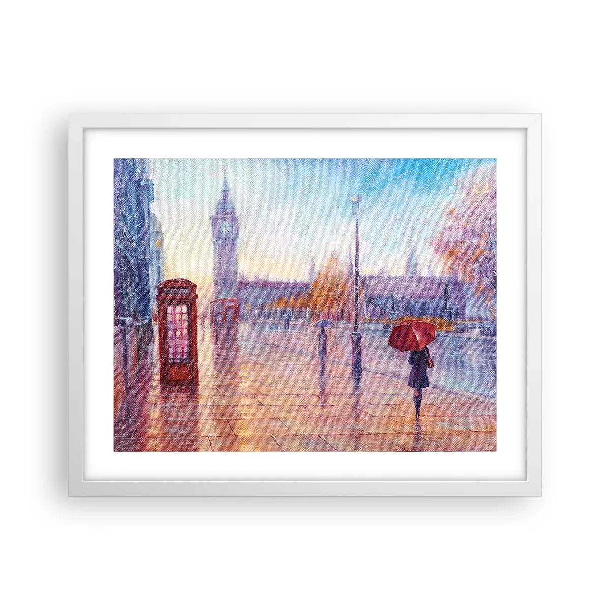 Plagát v bielom ráme - Londýnsky jesenný deň - 50x40 cm