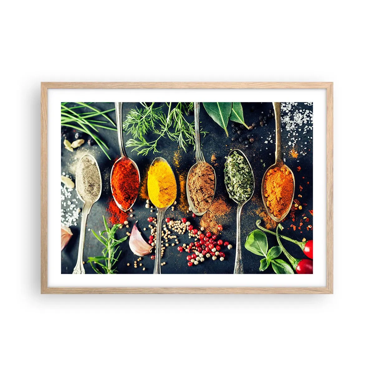 Plagát v ráme zo svetlého duba - Kulinárska mágia - 70x50 cm