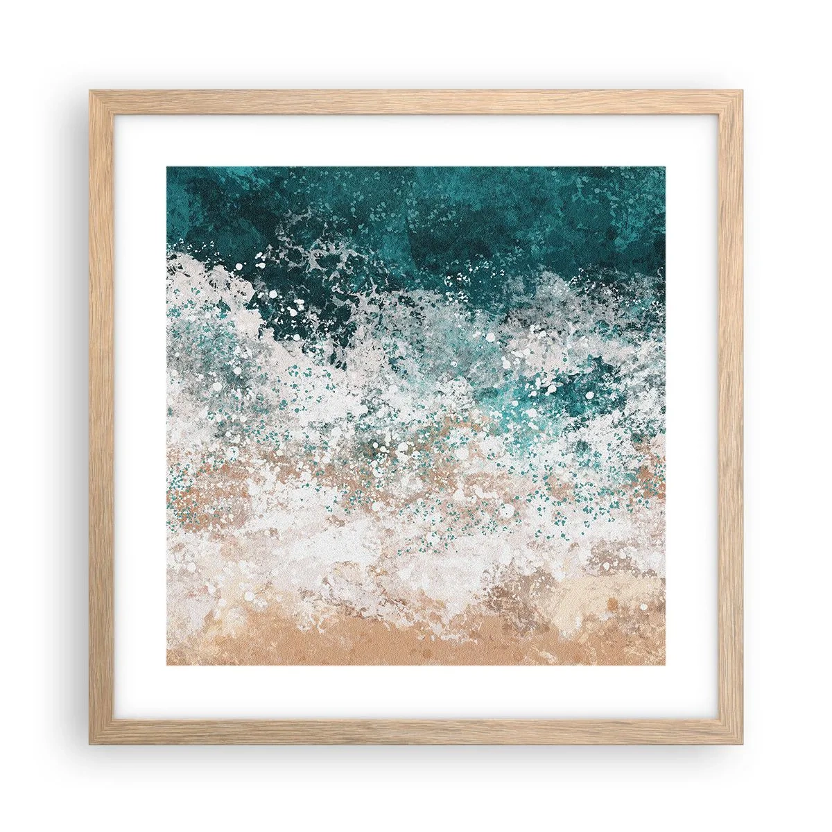 Plagát v ráme zo svetlého duba - Morské príbehy - 40x40 cm