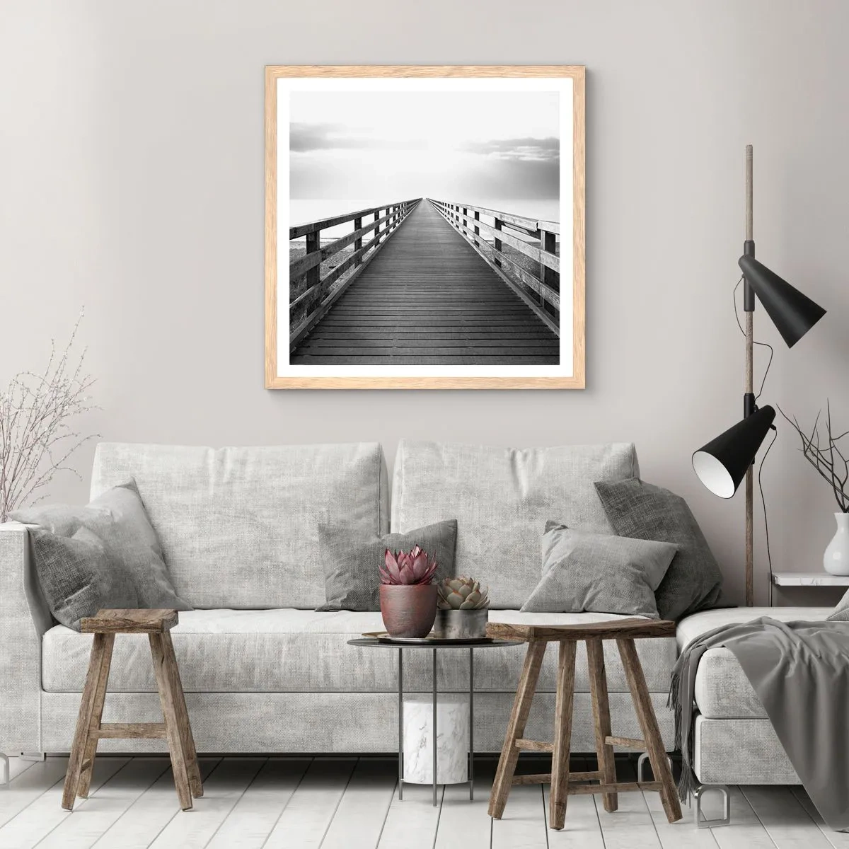 Plagát v ráme zo svetlého duba - Do diaľky… - 50x50 cm