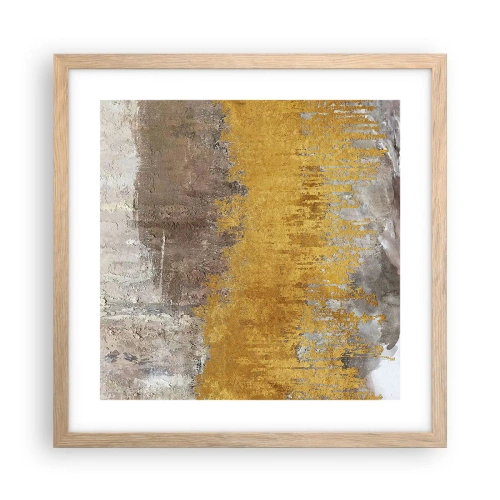 Plagát v ráme zo svetlého duba - Zlatistý závan - 40x40 cm