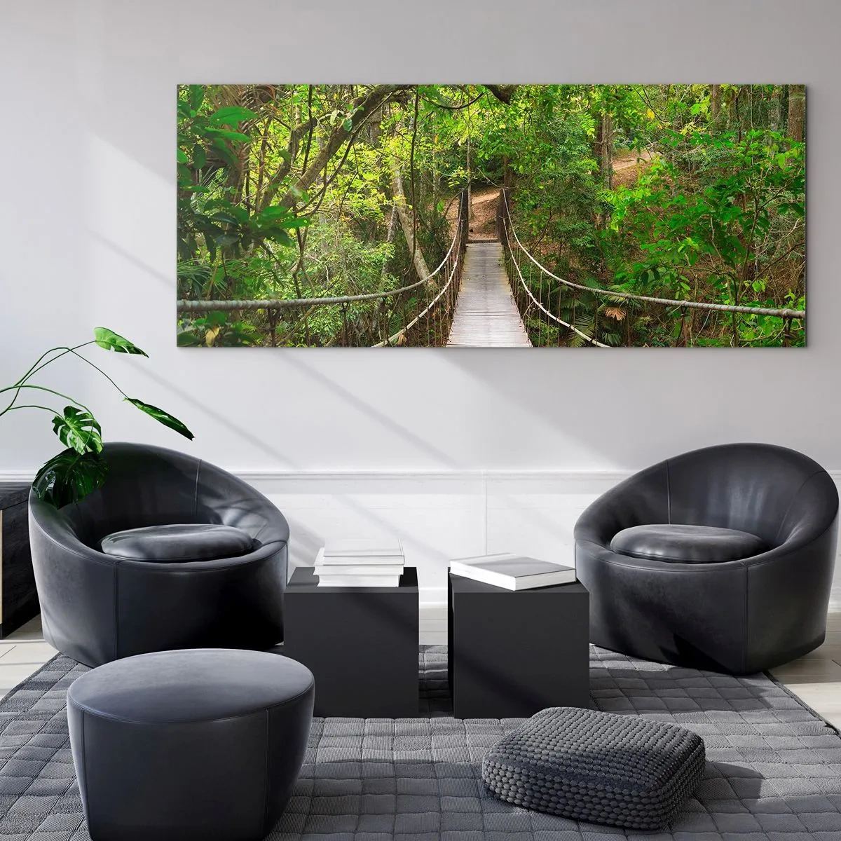 Obraz na skle - Lebo na záhrade rastú popínavé rastliny - 120x50 cm