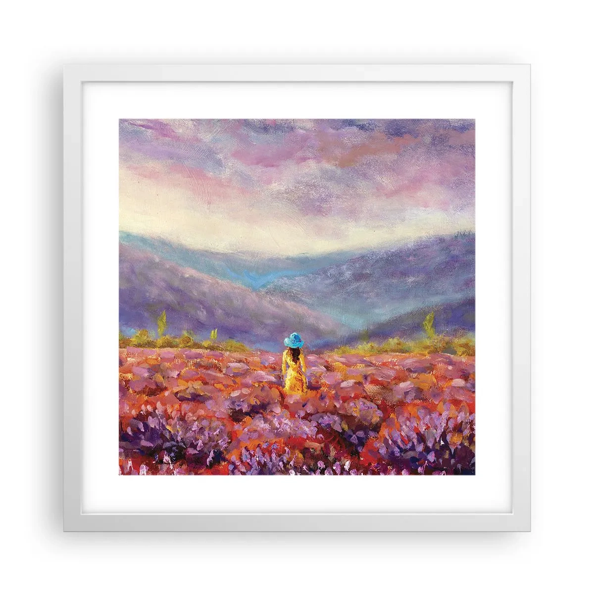 Plagát v bielom ráme - V levanduľovom svete - 40x40 cm