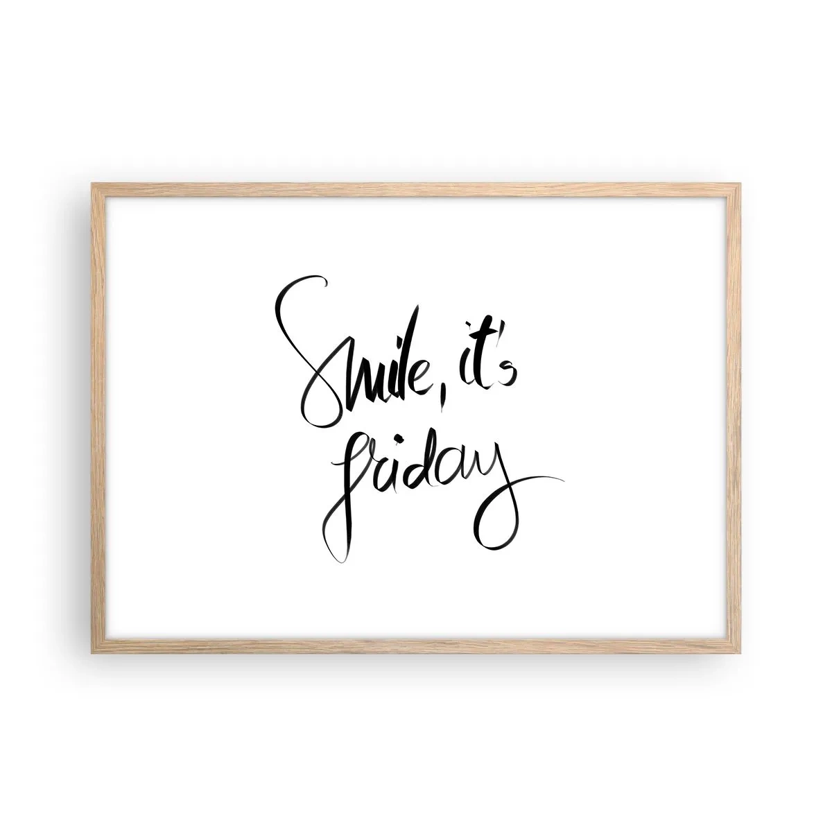 Plagát v ráme zo svetlého duba - Naozajstná radosť - 70x50 cm