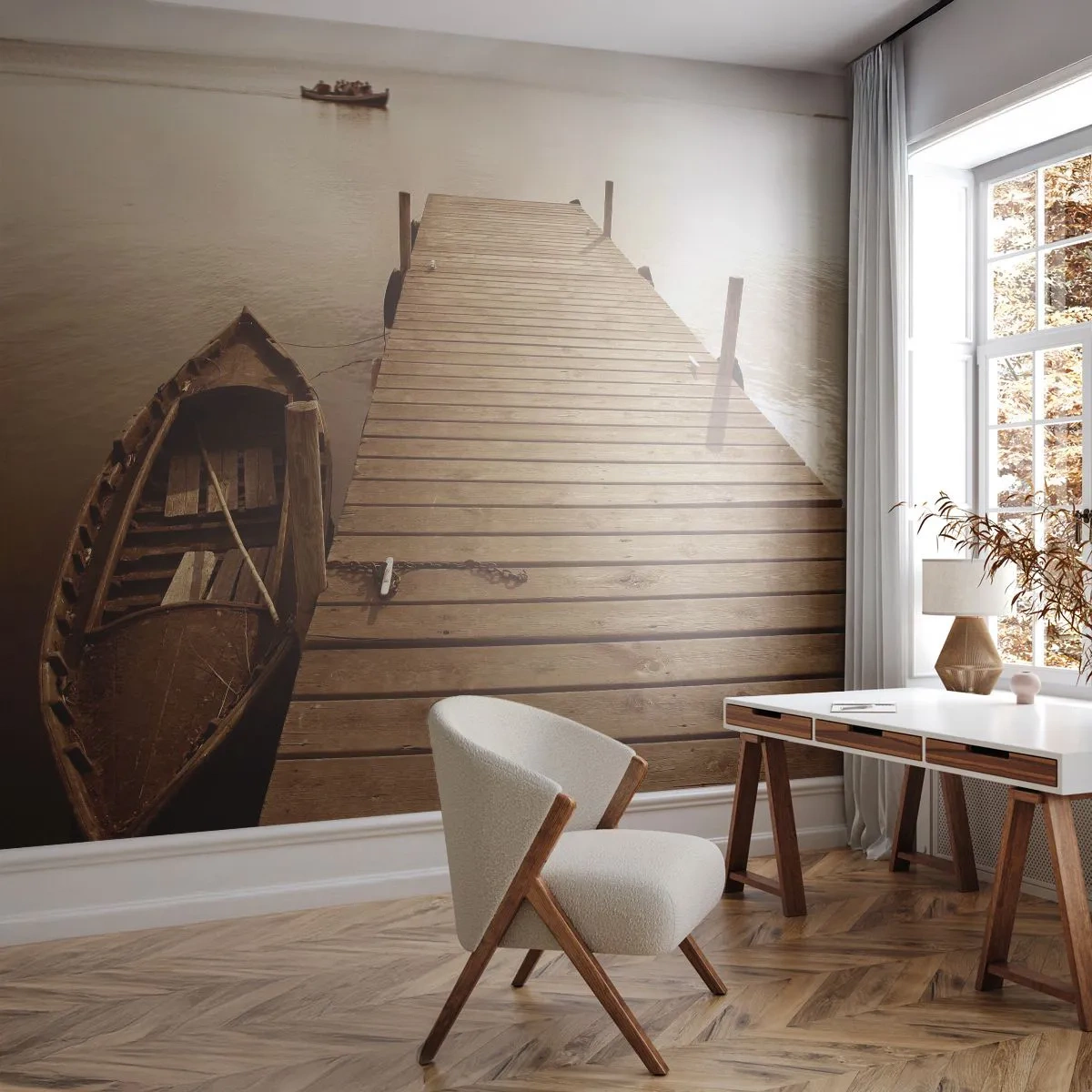 Fototapeta Premium Sand - Veľký pokoj - Krajina, Jazero, Drevený most - 500x350 cm