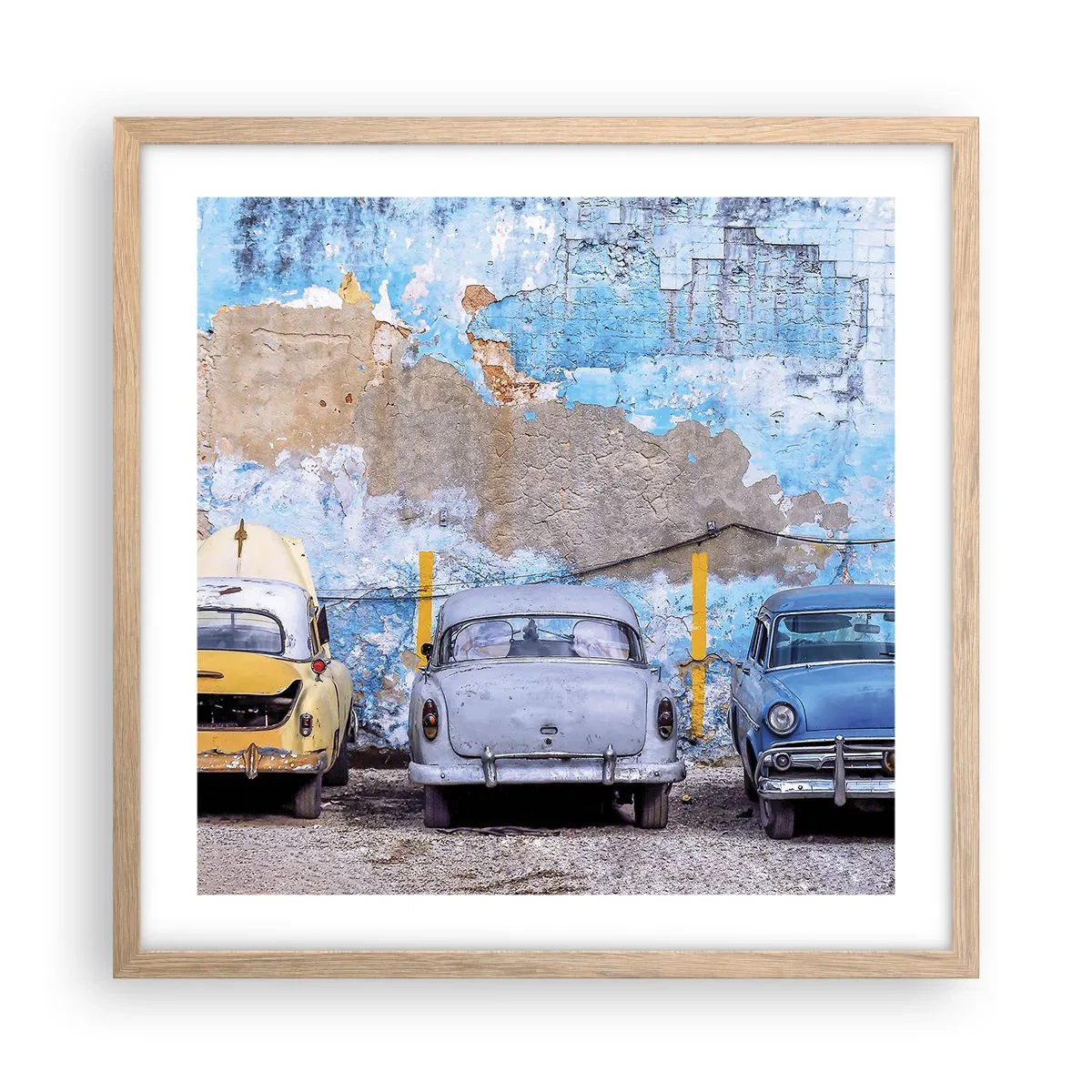 Plagát v ráme zo svetlého duba - Stretnutie veteránov - 50x50 cm