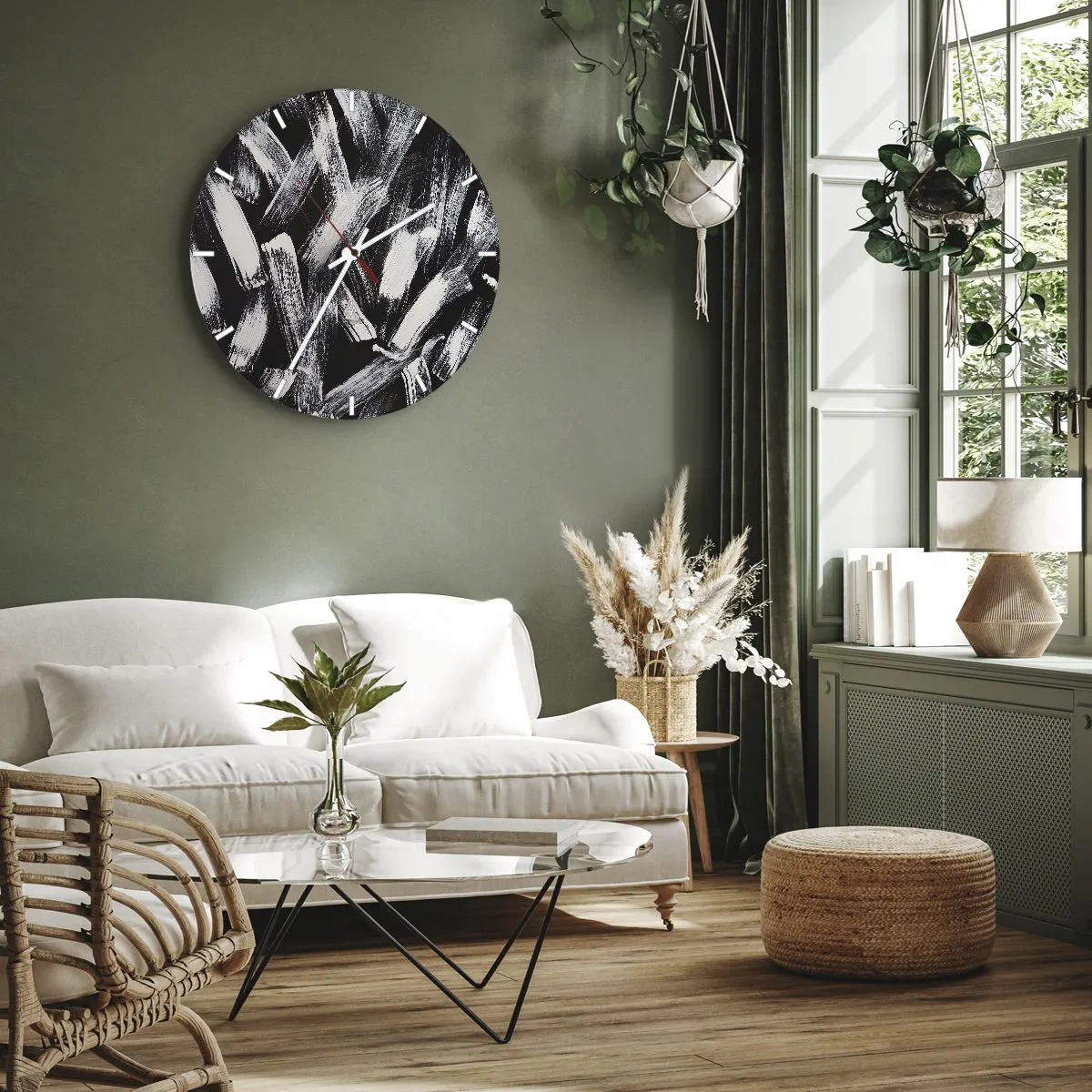 Nástenné hodiny - Abstrakcia v industriálnom duchu - 40x40 cm