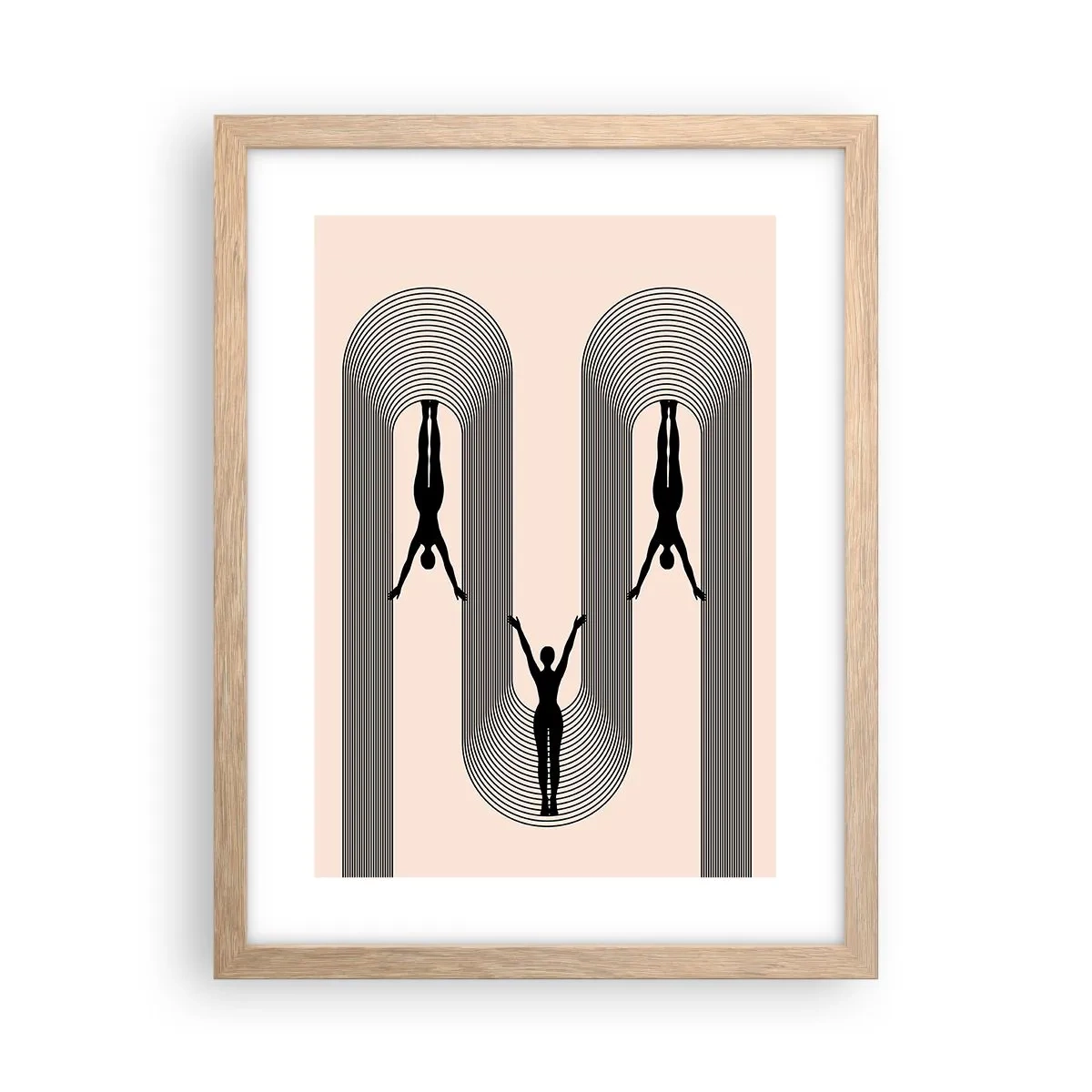 Plagát v ráme zo svetlého duba - Hore nohami - 30x40 cm