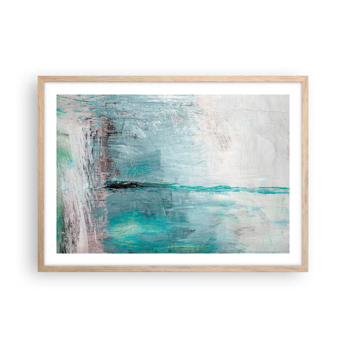 Plagát v ráme zo svetlého duba - Horizontálne v modrej - 70x50 cm