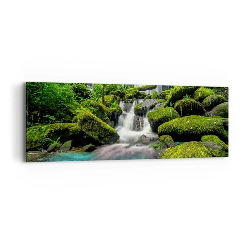 Obraz na plátne - Tyrkys, zafíry a tekuté striebro - 90x30 cm