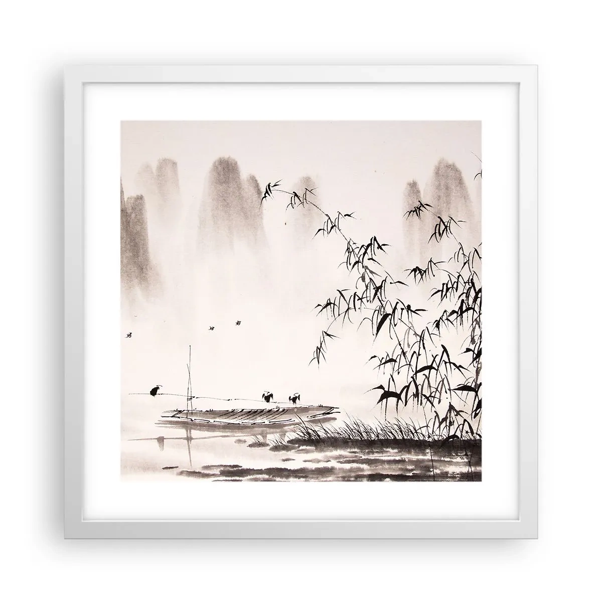 Plagát v bielom ráme - Pokoj ryžových polí - 40x40 cm