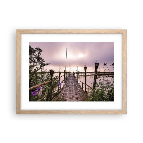 Plagát v ráme zo svetlého duba - Pokoj a pohoda Ázie - 40x30 cm