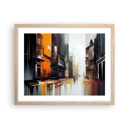 Plagát v ráme zo svetlého duba - Daždivý deň - 50x40 cm