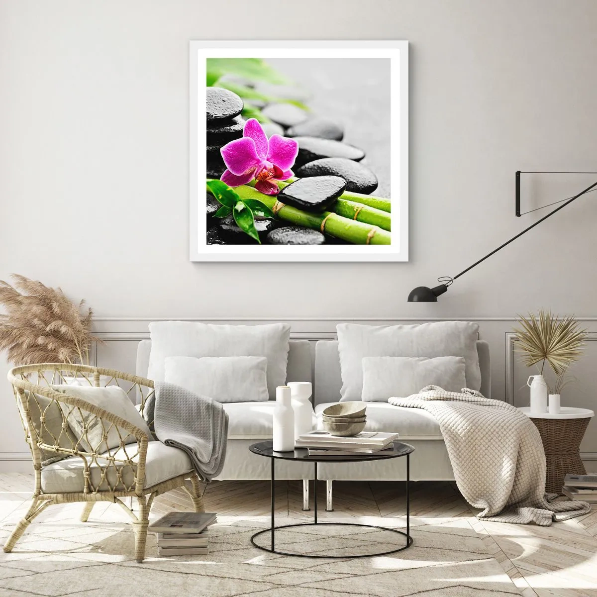 Plagát v bielom ráme - V pokojnej rovnováhe - 50x50 cm