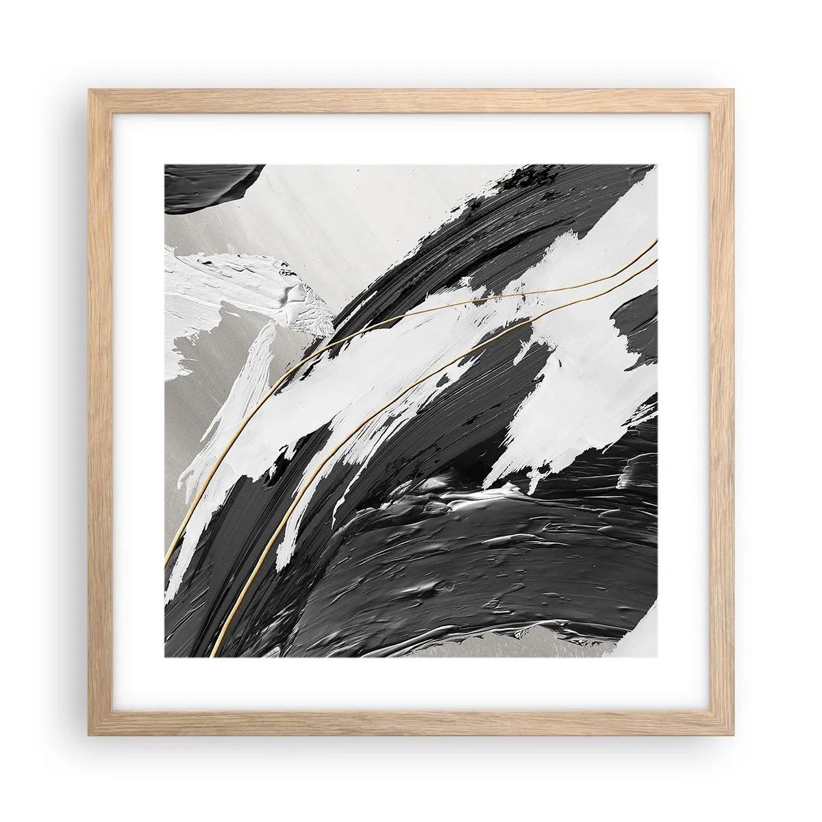 Plagát v ráme zo svetlého duba - Veľkorysá abstrakcia - 40x40 cm
