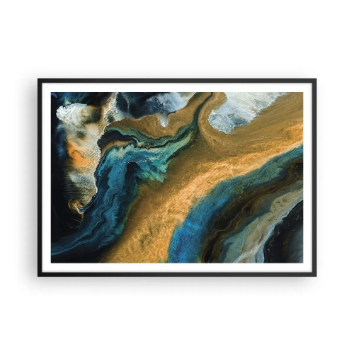 Plagát v čiernom ráme - Modrá – žltá – vzájomné vplyvy - 100x70 cm