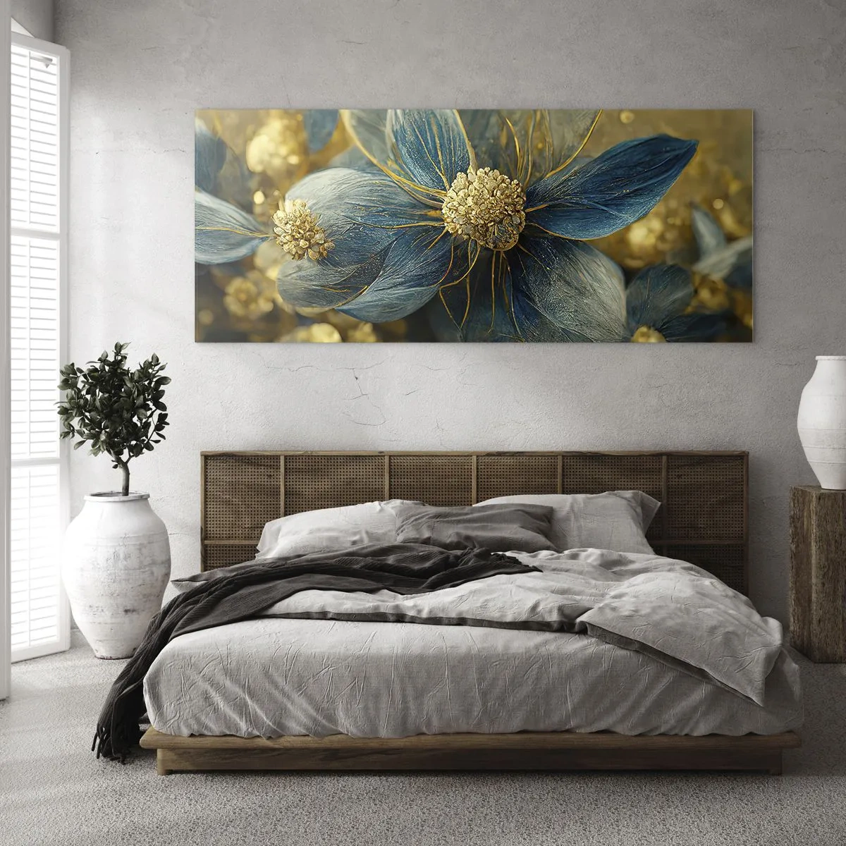 Obraz na skle - Rozkvitnúť zlatom - 100x40 cm