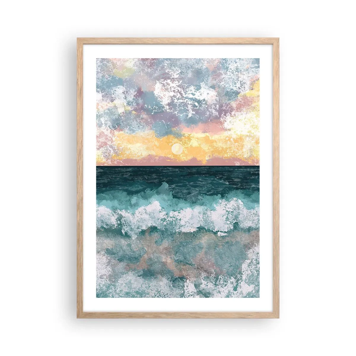 Plagát v ráme zo svetlého duba - Voda, svetlo, vzduch - 50x70 cm