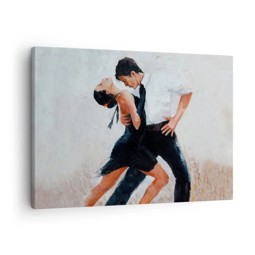 Obraz na plátne - Pár tancuje v elegantnej a zmyselnej fotke - 70x50cm - Tango mojich túžob a snov - Moderná nástenná dekorácia do obývacej izby a spálne ARTTOR