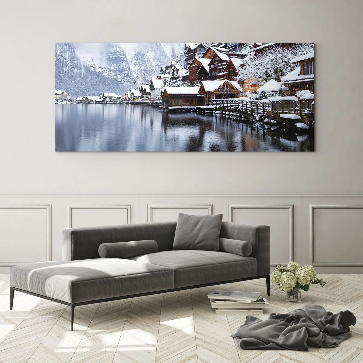 Obraz na skle - V zimnej dekorácii - 100x40 cm