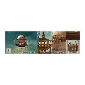 Vzorka fototapety Premium Canvas - Julius Verne pozdravuje - Retro, Výlet, Balón - 100x30 cm
