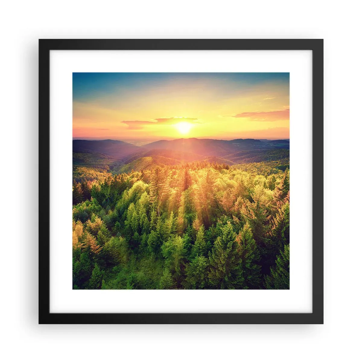 Plagát v čiernom ráme - Vrcholky a vrcholy - 40x40 cm