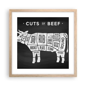 Plagát v ráme zo svetlého duba - Šlabikár mäsiara - 40x40 cm